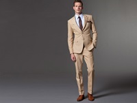A light cream color linen-club suit on rent on rent in Jaipur, India