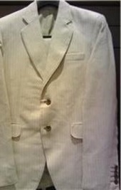 a linen-club suit in off white color and self thread word on rent in Jaipur, India