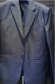 a dark grey shining 3-piece suit on rent in Jaipur, India